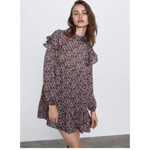 Zara Floral Print mini long sleeve dress NWT XL